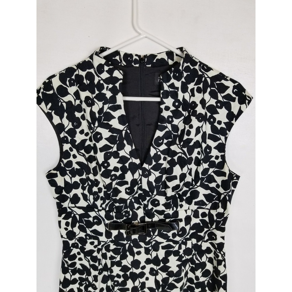 Adrianna Papell Size 12 Cap Sleeve Black Ivory Cotton Blend  EC - Picture 5 of 7